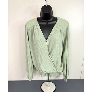 Free People Check on It Frosted Fern Pleated Wrap Top Small